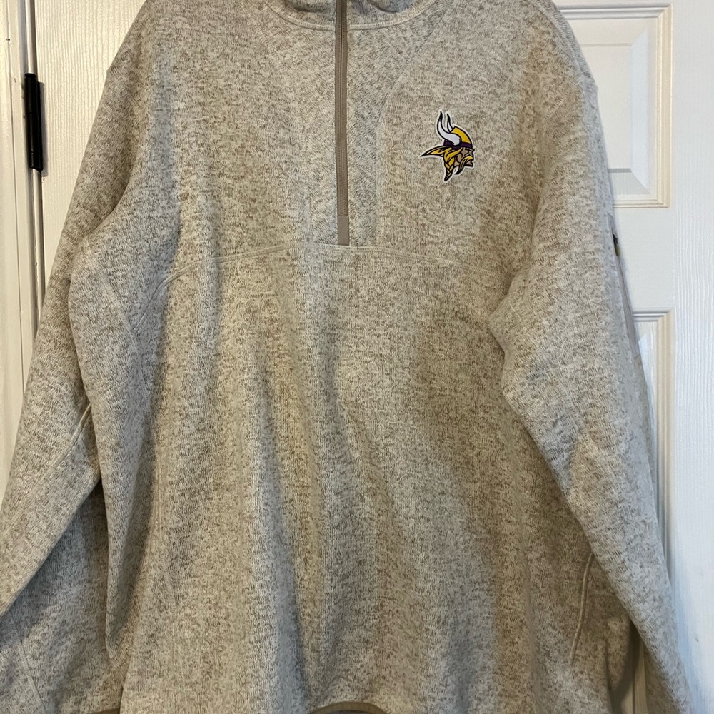 Minnesota Vikings NFL Antigua Oatmeal Throwback Fortune 1/4 Zip Pullover MensXXL